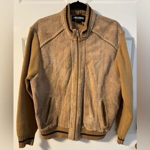 80’s Leather Knit Bomber Jacket Stranger Things Made in Korea Preppy Streetwear